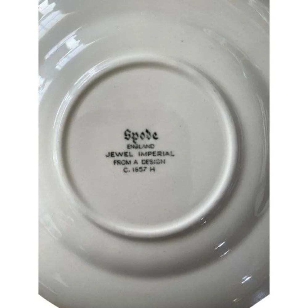Rare Vintage Spode England Saucers Set of 2 Jewel Imperial From A Design Marked - Picture 7 of 8